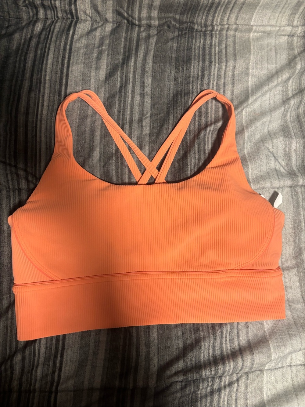 lululemon athletica Ribbed Cross-Back Sports Bra in Orange